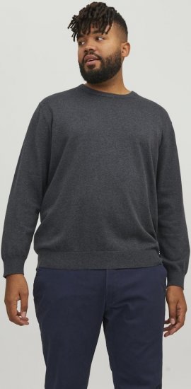 Jack & Jones BASIC Knitted Sweater Dark Grey Melange - Hupparit ja collegepaidat - Miesten hupparit ja collegepaidat isot koot