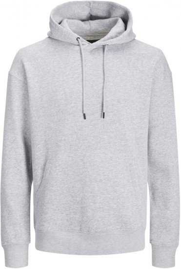 Jack & Jones BRADLEY Hoodie Light Grey Melange - Hupparit ja collegepaidat - Miesten hupparit ja collegepaidat isot koot