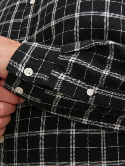 Jack & Jones JORCOZY FLANNEL CHECK SHIRT LS Black - Kauluspaidat - Miesten isot kauluspaidat 2XL – 8XL