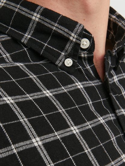 Jack & Jones JORCOZY FLANNEL CHECK SHIRT LS Black - Kauluspaidat - Miesten isot kauluspaidat 2XL – 8XL