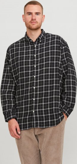 Jack & Jones JORCOZY FLANNEL CHECK SHIRT LS Black - Kauluspaidat - Miesten isot kauluspaidat 2XL – 8XL