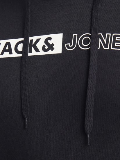 Jack & Jones CORP LOGO PLAY 5 Print Hoodie Black - Hupparit ja collegepaidat - Miesten hupparit ja collegepaidat isot koot