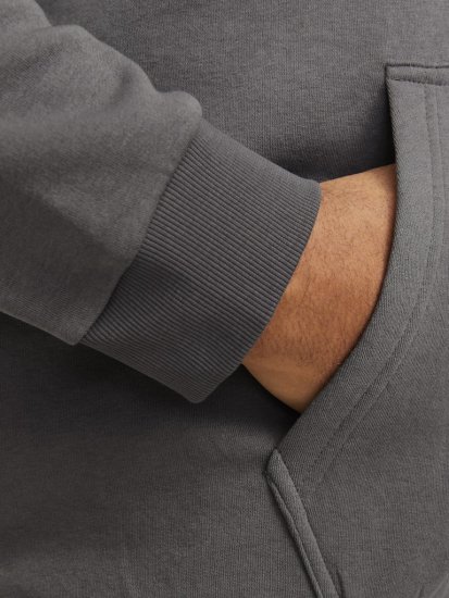Jack & Jones BRADLEY Hoodie Grey - Hupparit ja collegepaidat - Miesten hupparit ja collegepaidat isot koot