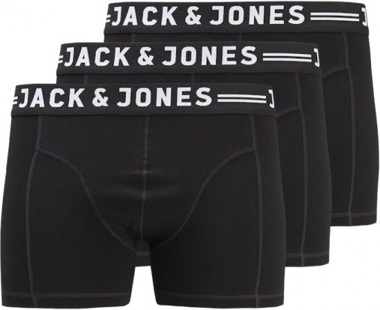 Jack & Jones SENSE Trunks 3-Pack Black - Alusvaatteet & uimavaatteet - Miesten Isot alusvaatteet 