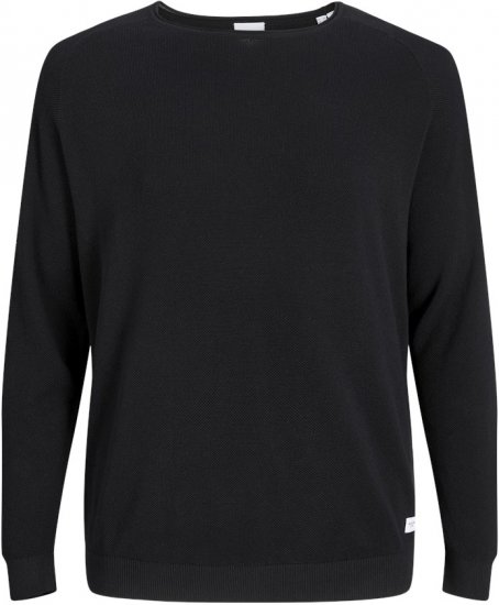 Jack & Jones HILL Knitted Sweater Black - Hupparit ja collegepaidat - Miesten hupparit ja collegepaidat isot koot