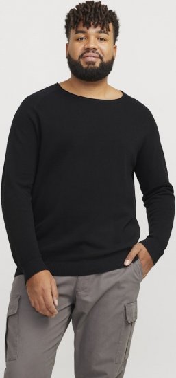 Jack & Jones HILL Knitted Sweater Black - Hupparit ja collegepaidat - Miesten hupparit ja collegepaidat isot koot