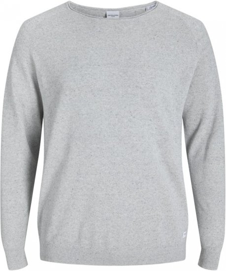 Jack & Jones HILL Knitted Sweater Light Grey Melange - Hupparit ja collegepaidat - Miesten hupparit ja collegepaidat isot koot