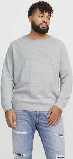 Jack & Jones HILL Knitted Sweater Light Grey Melange - Hupparit ja collegepaidat - Miesten hupparit ja collegepaidat isot koot