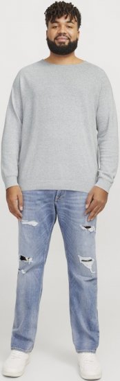 Jack & Jones HILL Knitted Sweater Light Grey Melange - Hupparit ja collegepaidat - Miesten hupparit ja collegepaidat isot koot