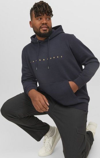 Jack & Jones STAR Hoodie Dark Navy - Hupparit ja collegepaidat - Miesten hupparit ja collegepaidat isot koot