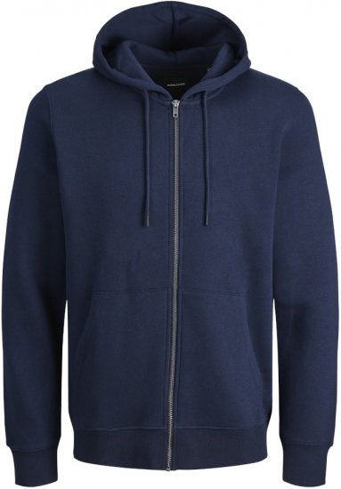 Jack & Jones BRADLEY Zip Hoodie Navy Blazer - Hupparit ja collegepaidat - Miesten hupparit ja collegepaidat isot koot