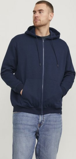 Jack & Jones BRADLEY Zip Hoodie Navy Blazer - Hupparit ja collegepaidat - Miesten hupparit ja collegepaidat isot koot
