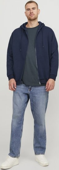 Jack & Jones BRADLEY Zip Hoodie Navy Blazer - Hupparit ja collegepaidat - Miesten hupparit ja collegepaidat isot koot