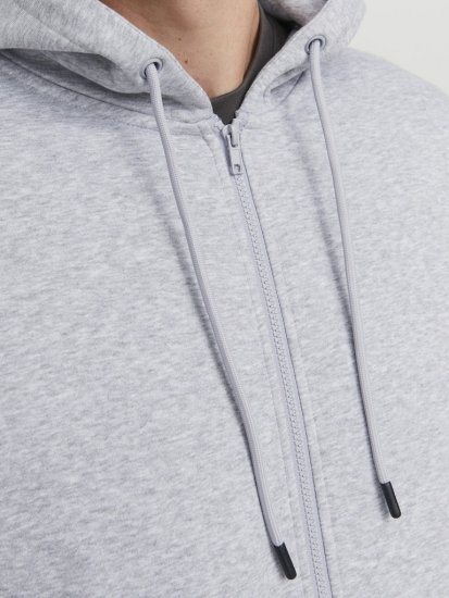 Jack & Jones BRADLEY Zip Hoodie Light Grey Melange - Hupparit ja collegepaidat - Miesten hupparit ja collegepaidat isot koot
