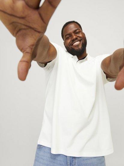 Jack & Jones Rodney Short Sleeve Polo White - Pikeepaidat - Miesten isot pikeepaidat