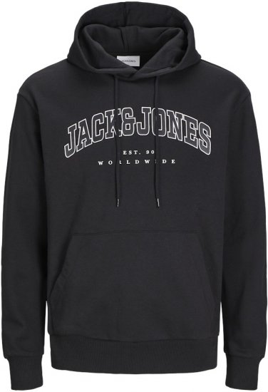 Jack & Jones CALEB Hoodie Black - Hupparit ja collegepaidat - Miesten hupparit ja collegepaidat isot koot