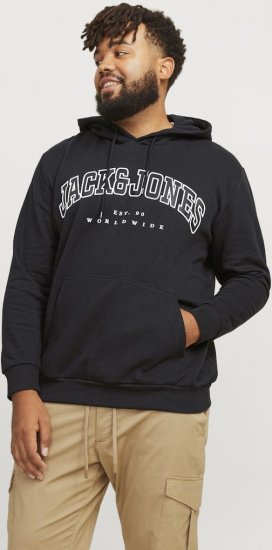 Jack & Jones CALEB Hoodie Black - Hupparit ja collegepaidat - Miesten hupparit ja collegepaidat isot koot