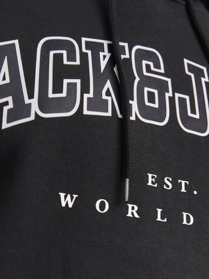 Jack & Jones CALEB Hoodie Black - Hupparit ja collegepaidat - Miesten hupparit ja collegepaidat isot koot