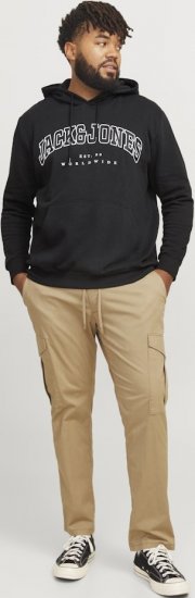 Jack & Jones CALEB Hoodie Black - Hupparit ja collegepaidat - Miesten hupparit ja collegepaidat isot koot