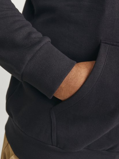Jack & Jones CALEB Hoodie Black - Hupparit ja collegepaidat - Miesten hupparit ja collegepaidat isot koot