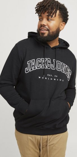 Jack & Jones CALEB Hoodie Black - Hupparit ja collegepaidat - Miesten hupparit ja collegepaidat isot koot