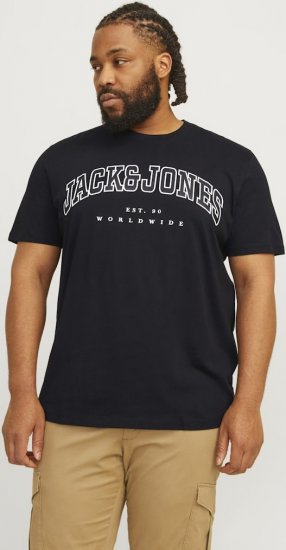Jack & Jones CALEB VARSITY O-Neck T-Shirt Black - T-paidat - Isot T-paidat 2XL – 14XL