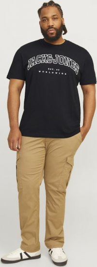 Jack & Jones CALEB VARSITY O-Neck T-Shirt Black - T-paidat - Isot T-paidat 2XL – 14XL