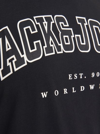 Jack & Jones CALEB VARSITY O-Neck T-Shirt Black - T-paidat - Isot T-paidat 2XL – 14XL