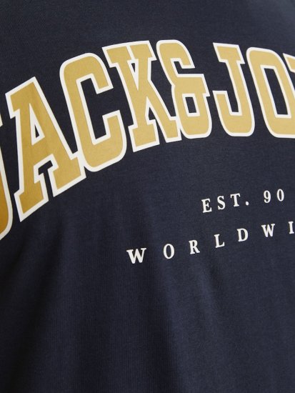 Jack & Jones CALEB VARSITY O-Neck T-Shirt Navy Blazer - T-paidat - Isot T-paidat 2XL – 14XL