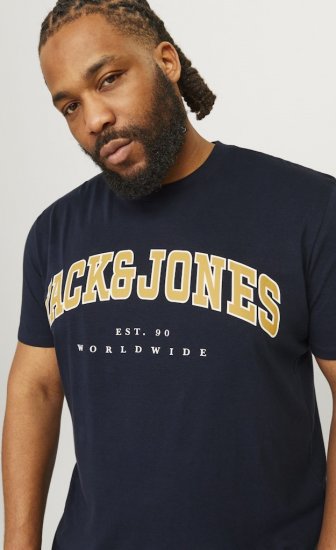 Jack & Jones CALEB VARSITY O-Neck T-Shirt Navy Blazer - T-paidat - Isot T-paidat 2XL – 14XL