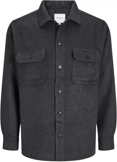 Jack & Jones BRADLEY OLLIE Overshirt LS Black - Kauluspaidat - Miesten isot kauluspaidat 2XL – 8XL
