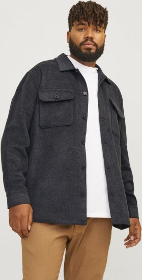 Jack & Jones BRADLEY OLLIE Overshirt LS Black - Kauluspaidat - Miesten isot kauluspaidat 2XL – 8XL