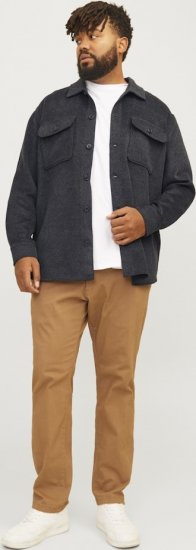 Jack & Jones BRADLEY OLLIE Overshirt LS Black - Kauluspaidat - Miesten isot kauluspaidat 2XL – 8XL