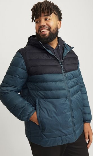 Jack & Jones SPRINT Black Blocking Quilted Hooded Jacket Turquoise Blue - Takit - Miesten Takit, isot koot – 2XL – 12XL