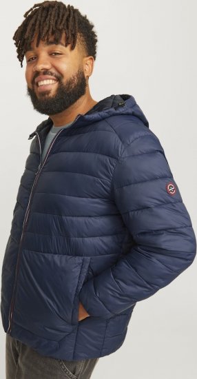 Jack & Jones SPRINT Red Stitches Quilted Hooded Jacket Navy Blazer - Takit - Miesten Takit, isot koot – 2XL – 12XL