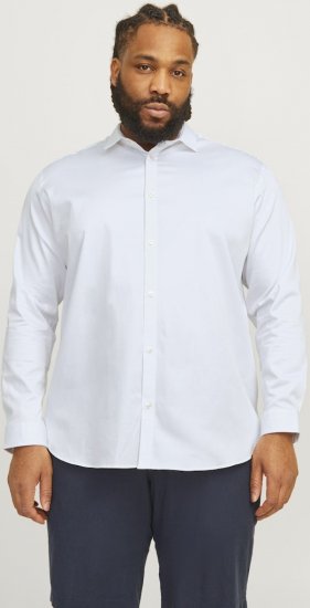 Jack & Jones ARMA LS Shirt White - Kauluspaidat - Miesten isot kauluspaidat 2XL – 8XL