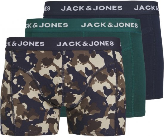 Jack & Jones JACCAMOFLAGE Trunks 3-Pack Navy Blazer - Alusvaatteet & uimavaatteet - Miesten Isot alusvaatteet 