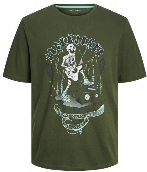 Jack & Jones JJSKULL ROCK T-Shirt Kombu Green - T-paidat - Isot T-paidat 2XL – 14XL