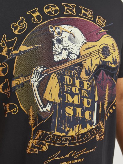 Jack & Jones JJSKULL ROCK T-Shirt Black - T-paidat - Isot T-paidat 2XL – 14XL