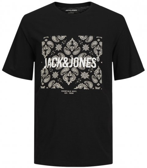 Jack & Jones JJPAISLEY T-Shirt Black - T-paidat - Isot T-paidat 2XL – 14XL