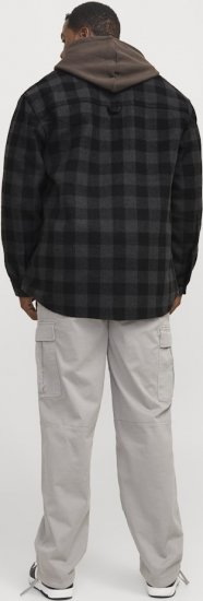 Jack & Jones ZAC BRUSHED Long Sleeve OVERSHIRT Grey - Kauluspaidat - Miesten isot kauluspaidat 2XL – 8XL