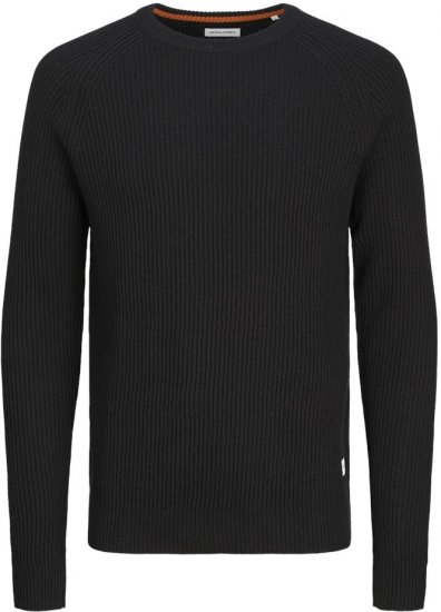 Jack & Jones PANNEL Knitted Sweater Black - Hupparit ja collegepaidat - Miesten hupparit ja collegepaidat isot koot