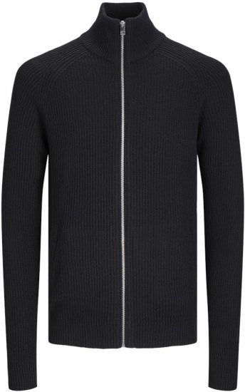 Jack & Jones PANNEL Turtleneck Knitted Sweater with Zipper Black - Hupparit ja collegepaidat - Miesten hupparit ja collegepaidat isot koot