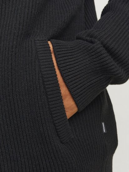 Jack & Jones PANNEL Turtleneck Knitted Sweater with Zipper Black - Hupparit ja collegepaidat - Miesten hupparit ja collegepaidat isot koot