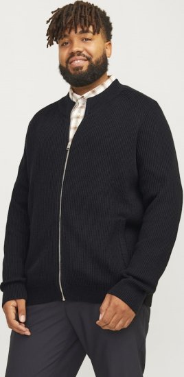Jack & Jones PANNEL Turtleneck Knitted Sweater with Zipper Black - Hupparit ja collegepaidat - Miesten hupparit ja collegepaidat isot koot