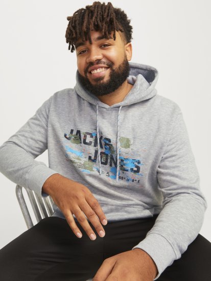 Jack & Jones JCOOUTDOOR Hoodie Light Grey - Hupparit ja collegepaidat - Miesten hupparit ja collegepaidat isot koot