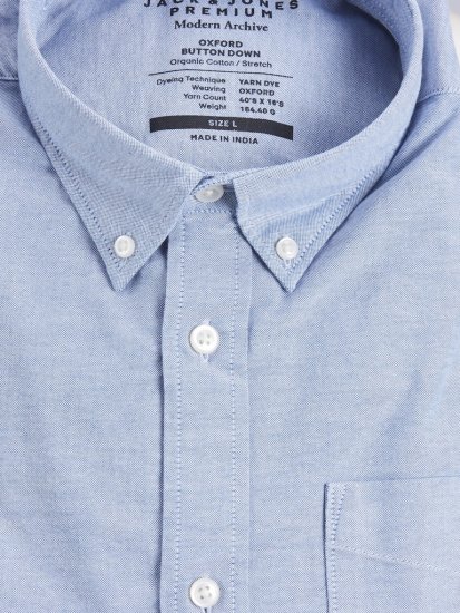 Jack & Jones Brook Oxford Long Sleeve Shirt Cashmere Blue - Kauluspaidat - Miesten isot kauluspaidat 2XL – 8XL