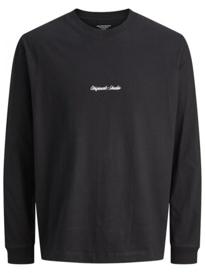 Jack & Jones Norrebro Crew Neck Long Sleeve T-Shirt Black - T-paidat - Isot T-paidat 2XL – 14XL