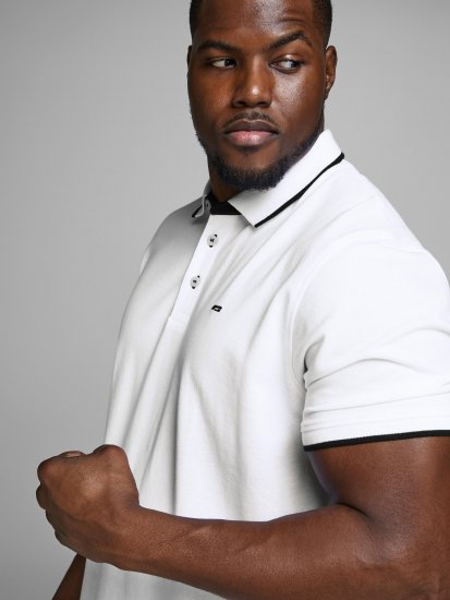 Jack & Jones PAULOS Short Sleeve Polo White/PS - Pikeepaidat - Miesten isot pikeepaidat