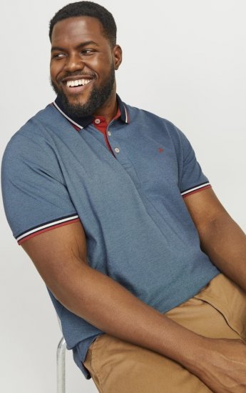 Jack & Jones PAULOS Short Sleeve Polo Denim Blue/PS - Pikeepaidat - Miesten isot pikeepaidat